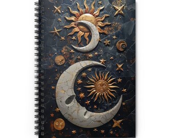 Sun and Moon Spiral Notebook: Abstract Celestial Journal