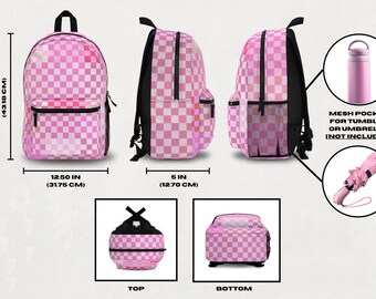 Pink Checkerboard Backpack, Y2K Style Adult Bag - Etsy