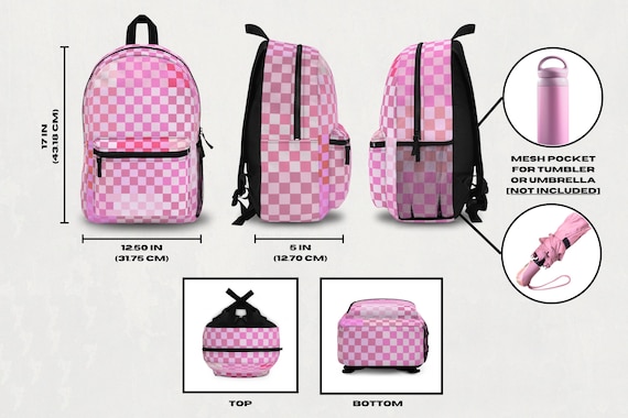 Pink Checkerboard Backpack, Y2K Style Adult Bag - Etsy