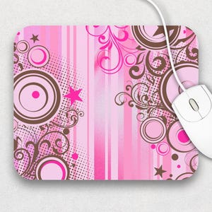 Frutiger Metro Bright Pink Mouse Pad, 9&quot;x8&quot; Computer Aesthetic, Hot Pink Vectorbloom Y2K Desk Mat, Girly Gift, Desk Accessory for Nostalgia