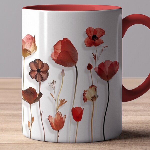 Warme Blumen 1 – Tasse mit glänzendem Akzent – Muttertagsgeschenk – für Sie