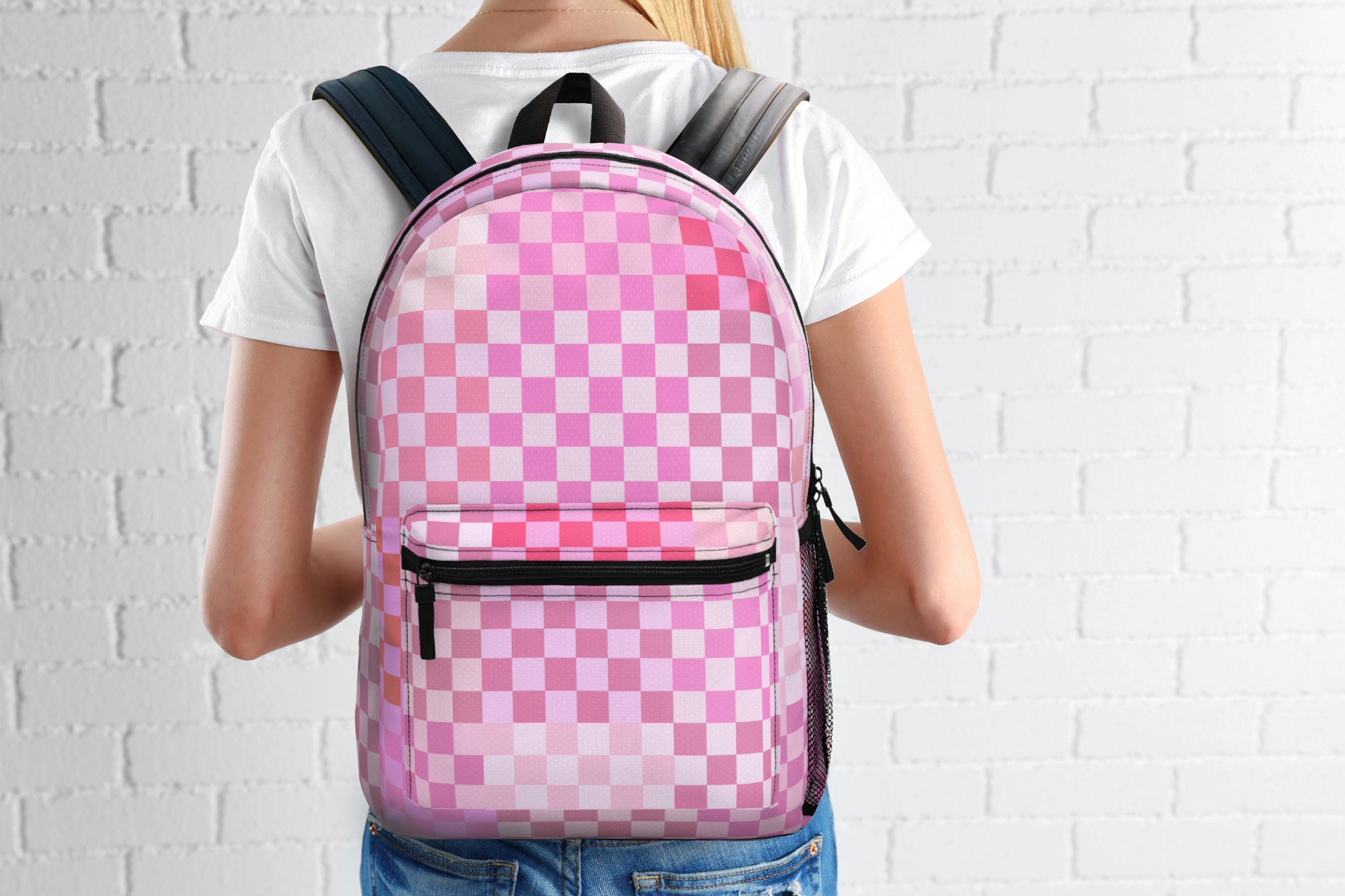 Pink Checkerboard Backpack, Y2K Style Adult Bag - Etsy