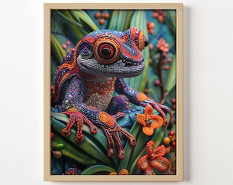 Coqui Puerto Rican Frog - Photorealistic Vibrant Colorful Animal Poster Art - Matte Photo Paper Wall Hanging *FRAME NOT INCLUDED