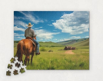 Cowboy Horseback Riding Jigsaw Puzzle: Family Game (252/520 Piece)