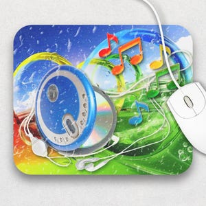 Frutiger Aero CD Player Mouse Pad, 9x8 Retro Computer, 2000s Y2K Futurism Aesthetic, Back To School Gift for Home Office Gaming
