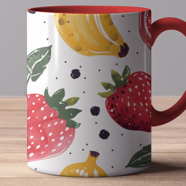 Bemalte Früchte - glänzende Tasse mit Akzent - Süßes Muttertagsgeschenk / Freundschaftsgeschenk - Für Sie