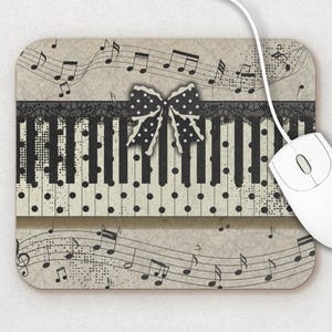 Pianocore Polka Dots Mouse Pad: Grungy Vintage Music Notes Desk Pad (9"x8")