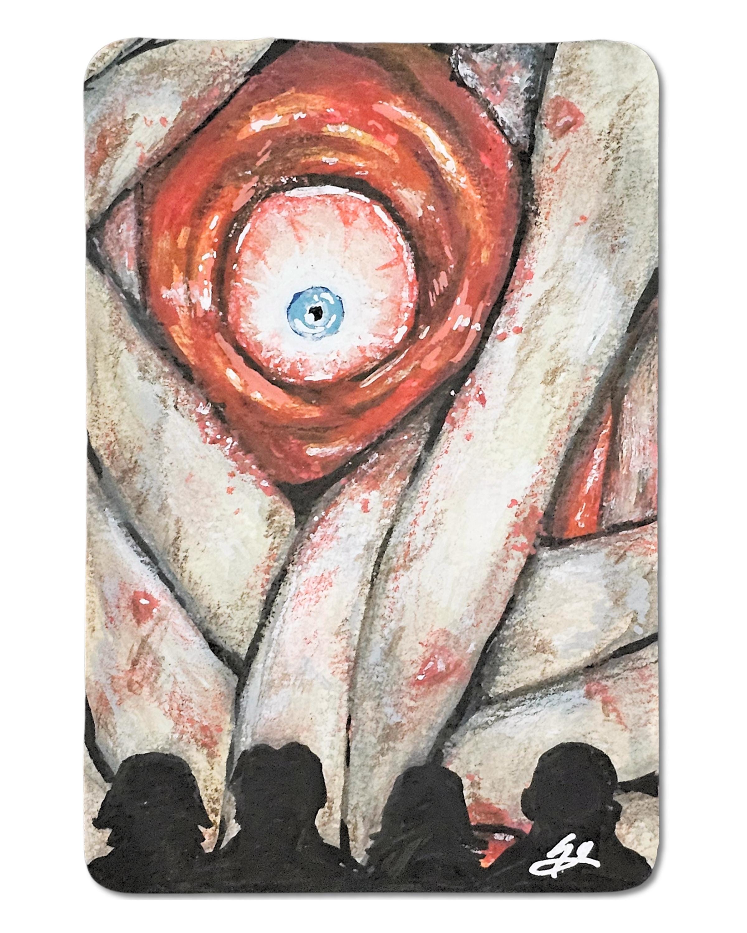Curly's Eyeball Inspired by Mouthwashing, Original Painting by Sarah Gonzalez, Rounded Edges, 3.5 x 5.5 in