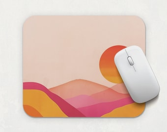 Sun in the Horizon Mouse Pad, Computer Desk Office Study, Cute Colorful Abstract Gift, Rectangle Shape for all Desk Sizes