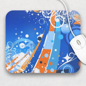 Frutiger Aero / Metro Aqua Blue & Orange Swirl Mouse Pad, 9x8 Computer Aesthetic, Vectorbloom Y2K Desk Mat, Nostalgic Gift, Desk Mat