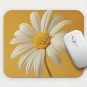 Daisy Mouse Pad, Computer Desk Office Study, Cute Colorful Yellow Floral Flower Gift, Rectangle Shape for all Desk Sizes