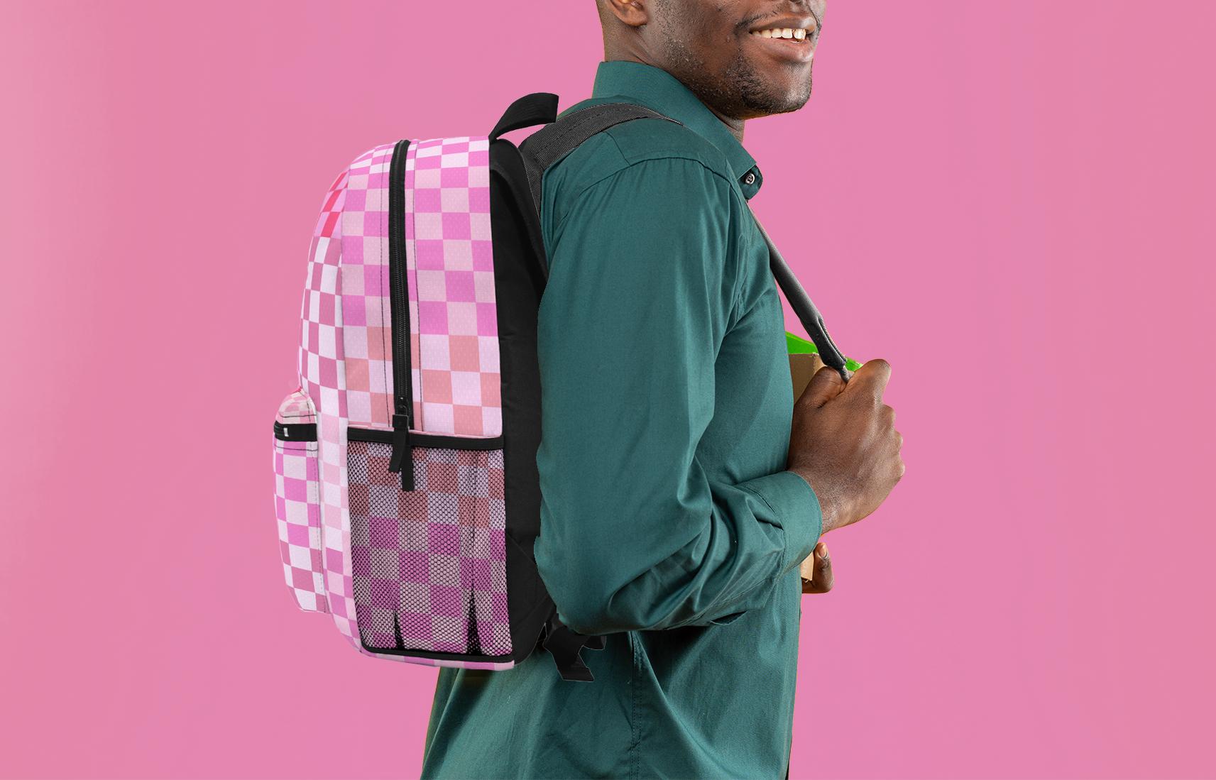 Pink Checkerboard Backpack, Y2K Style Adult Bag - Etsy