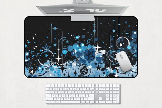 Y2K Vectorbloom Desk Mat, Frutiger Metro Home Office Decor