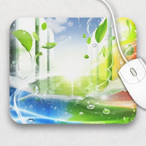 Frutiger Aero Aqua Oasis Mouse Pad, 9x8 Retro Computer, 2000s Y2K Retro Futurism Aesthetic, Back To School Gift for Home Office Gaming