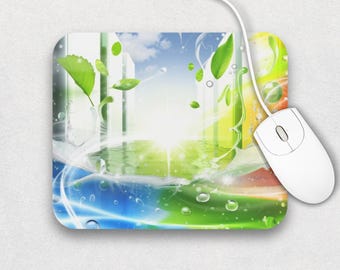 Frutiger Aero Mouse Pad: Aqua Oasis Y2K Retro Futurism Desk Decor