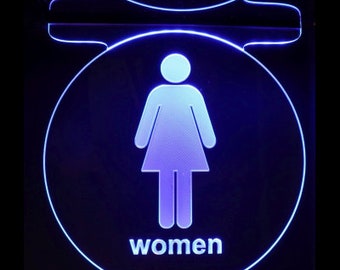 Customizable Restroom Bathroom Mens Womens Gender Neutral LED Lighted Sign Plaque 12688b Personalized Made In USA