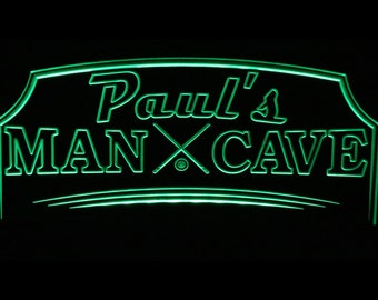 Man Cave Pool Cue Snooker Billiards LED Lighted Sign Plaque Made In USA