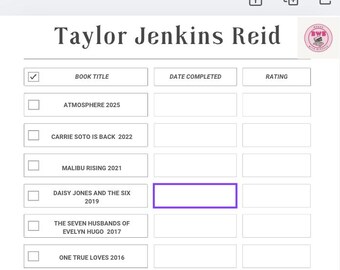 Lista de verificação do livro de Taylor Jenkins Reid