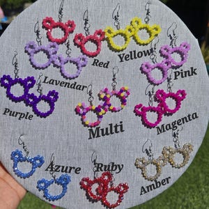 Mickey Inspired Beaded Hoop Earrings. Faceted, Sparkly, Shiny, FUN!