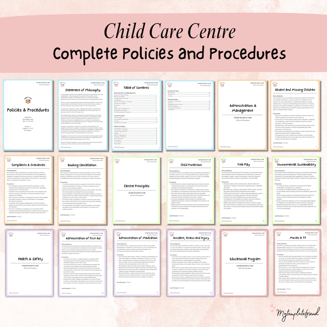 Child Care Policies and Procedures Complete Template Etsy