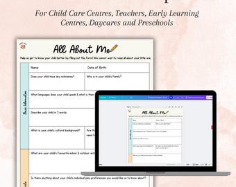 All About Me - Child Care Forms: Get to Know Me for Childcare, Early Learning, Daycare & Preschool - Editable, Printable Template