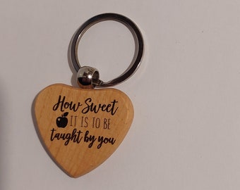 Laser Engraved Teacher Appreciation Wooden Keychain