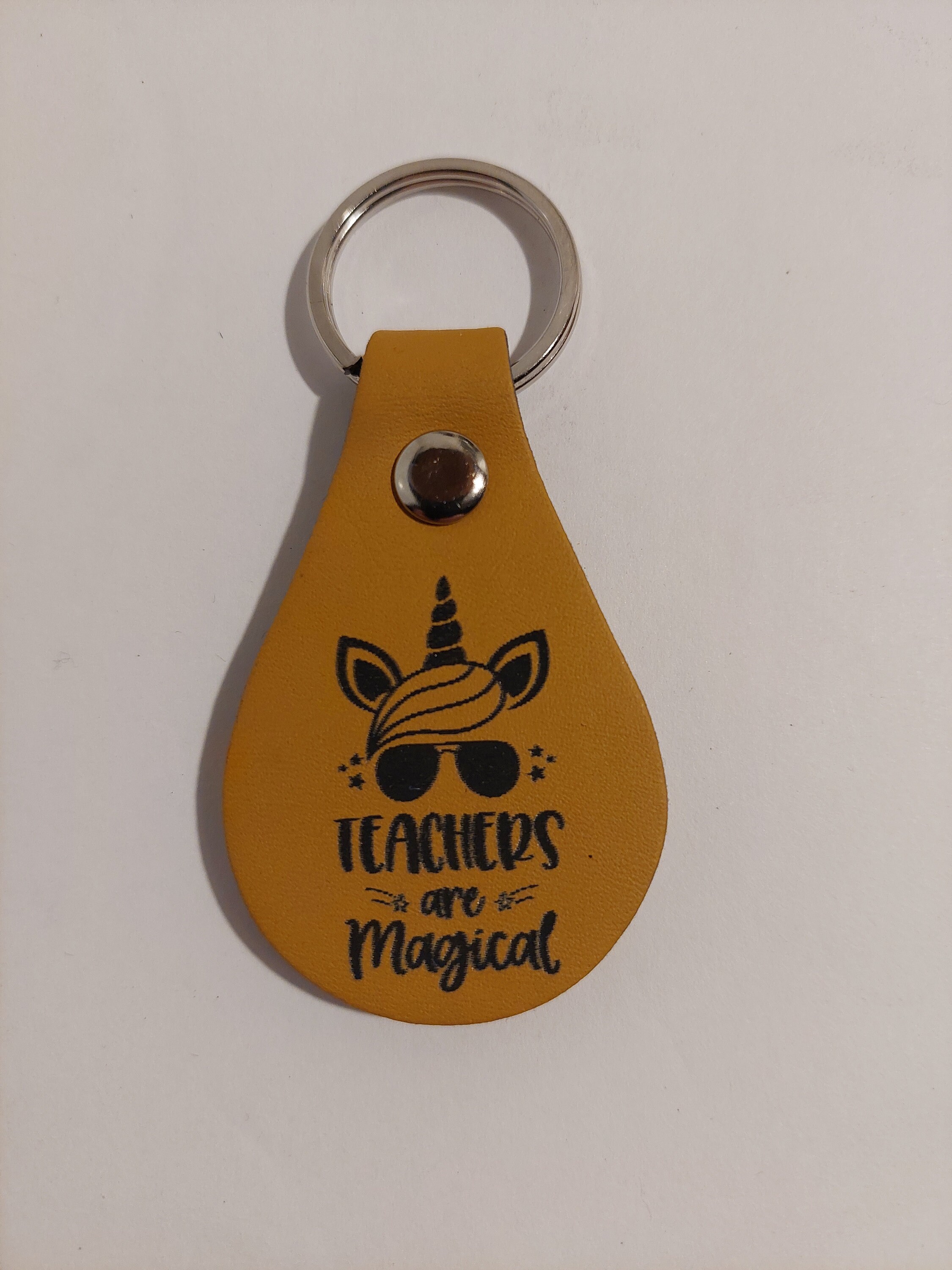 Laser Engraved Teacher Appreciation Leather Keychain