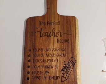 Engraved Teacher Recipe Cutting Board
