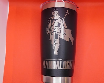 Vaso Mandalorian Mando grabado con láser de 20 oz