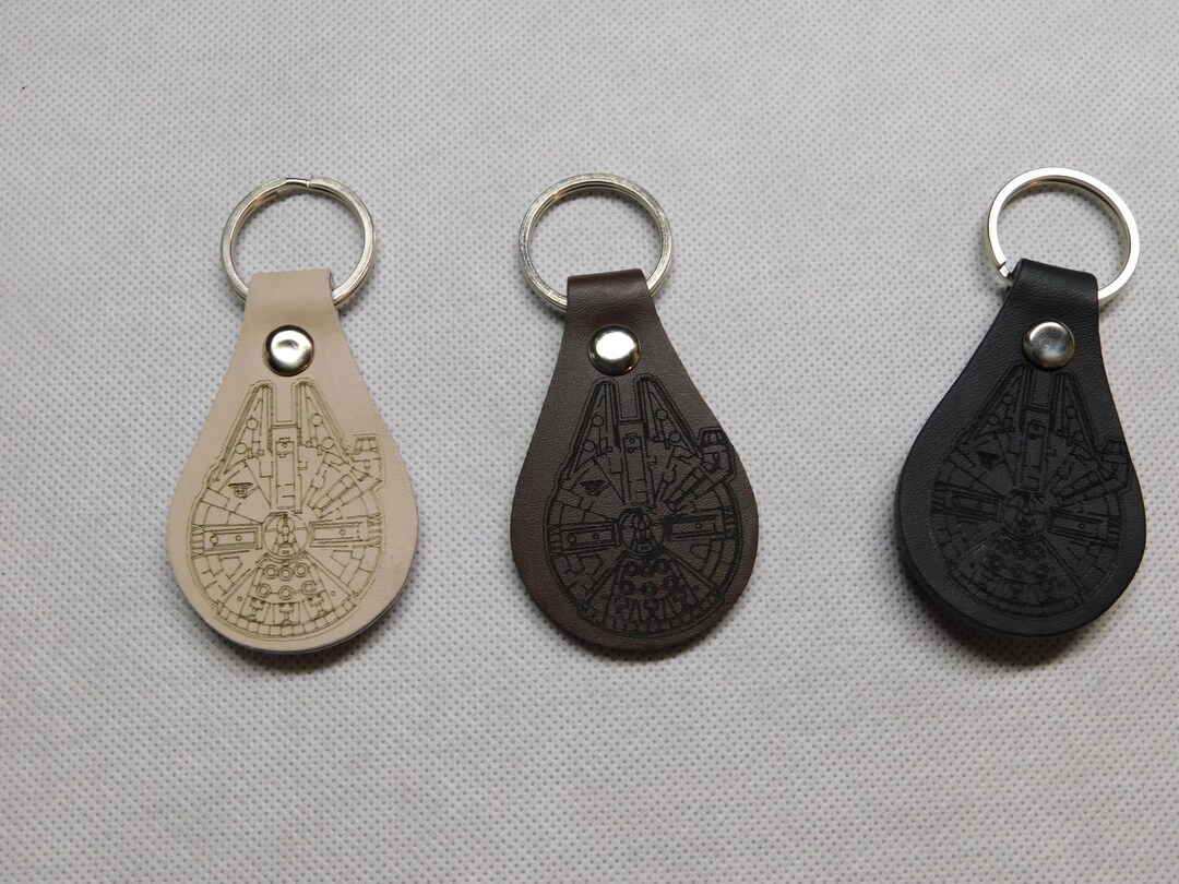 Laser Engraved Star Wars Millennium Falcon PU Leather Keychain - Etsy