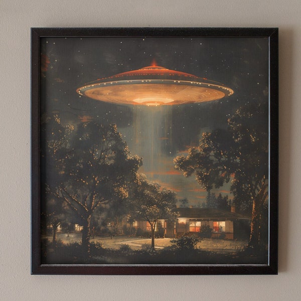 Suburbia UFO-waarneming I Roswell Chillin' I Vintage jaren 1950 geïnspireerde UFO-waarneming I Mid Century Modern I Atoomtijdperk Digitale Download