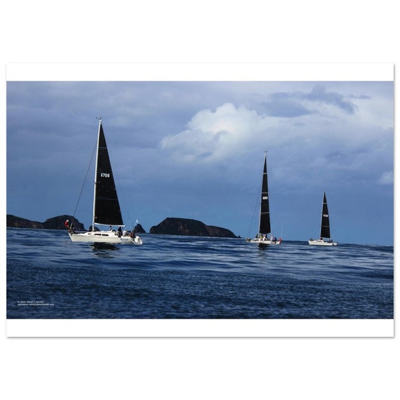 Sail race from boat - Premium Matte Paper Poster