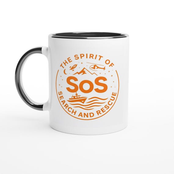 Ceramic Mug - The Spirit of Search and Rescue - Orange SoS Logo with Core Values