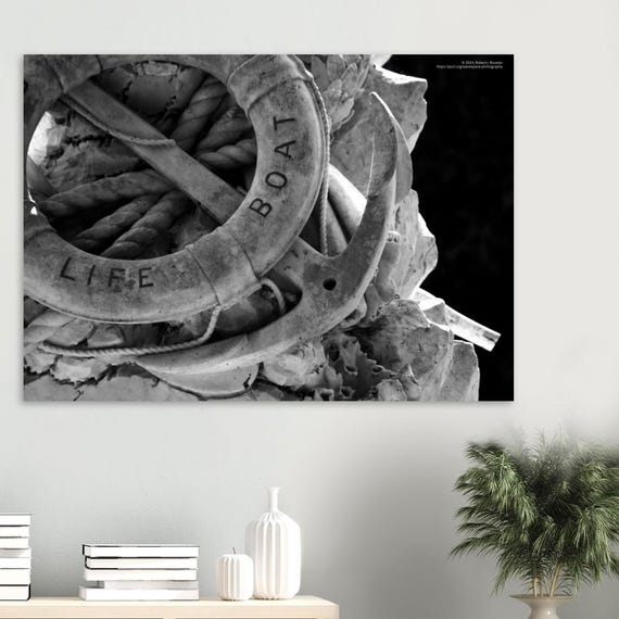 Lifeboat Memorial Poster – Black & White Nautical Art Print