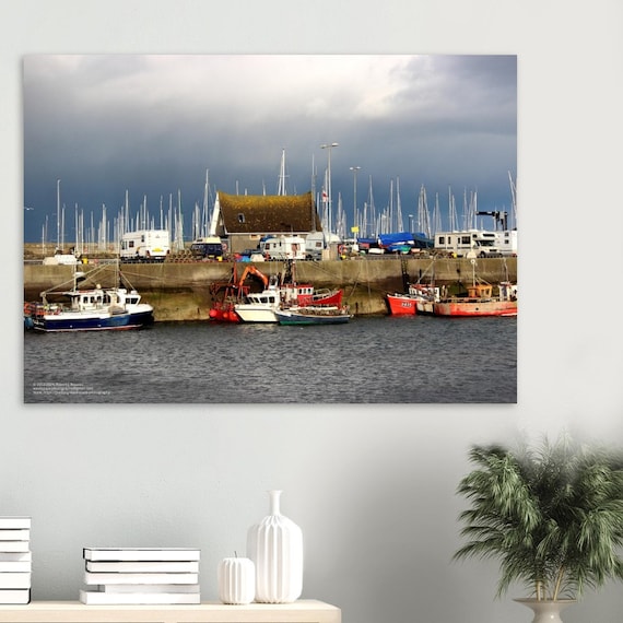 Howth Harbor Print – Coastal Ireland, Fishing Boats Poster