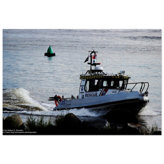 Rescue boat - on Premium Semi-Glossy Paper Poster
