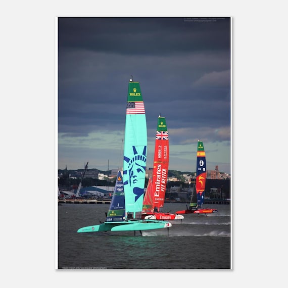 Sail GP boat race - Premium Semi-Glossy Paper Poster