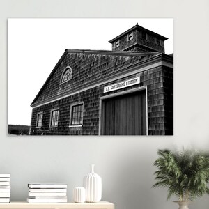 Historic Life-saving station - Black and White on Premium Semi-Glossy Paper Poster