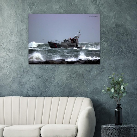 Rescue boat Heavy Weather Training - On Premium Semi-Glossy Paper Poster