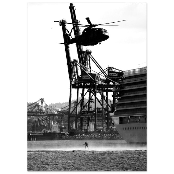 Helicopter Rescue Swimmer (Demo) - Action photo - On Premium Semi-Glossy Paper Poster