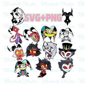 Digital nedladdning Helluva Boss SVG+PNG, Fizzarolli, Stolas, Moxxie, Millie, Blitzø, Loona, Hazbin Hotel