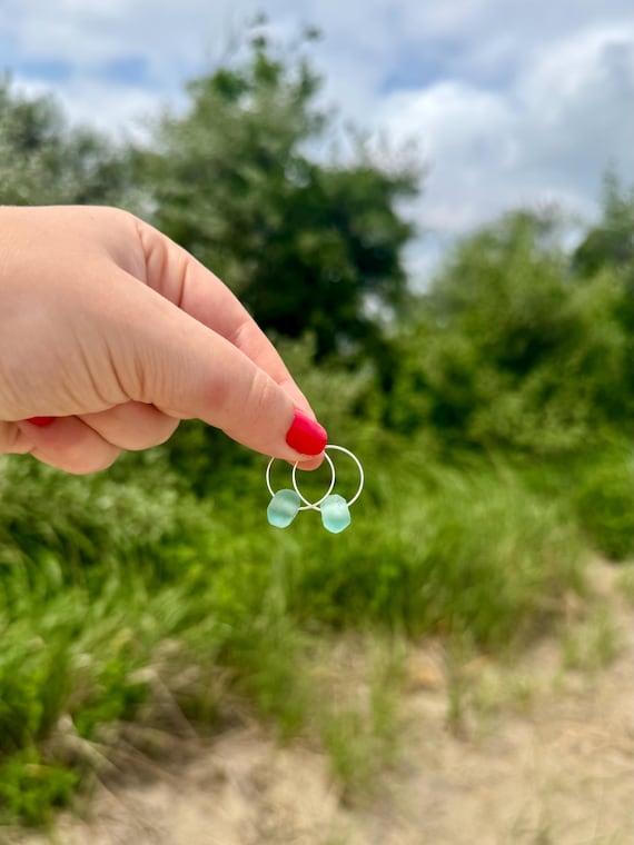 Sea Glass Earrings Coastal Boho Beach Wedding Jewelry for Bridesmaids