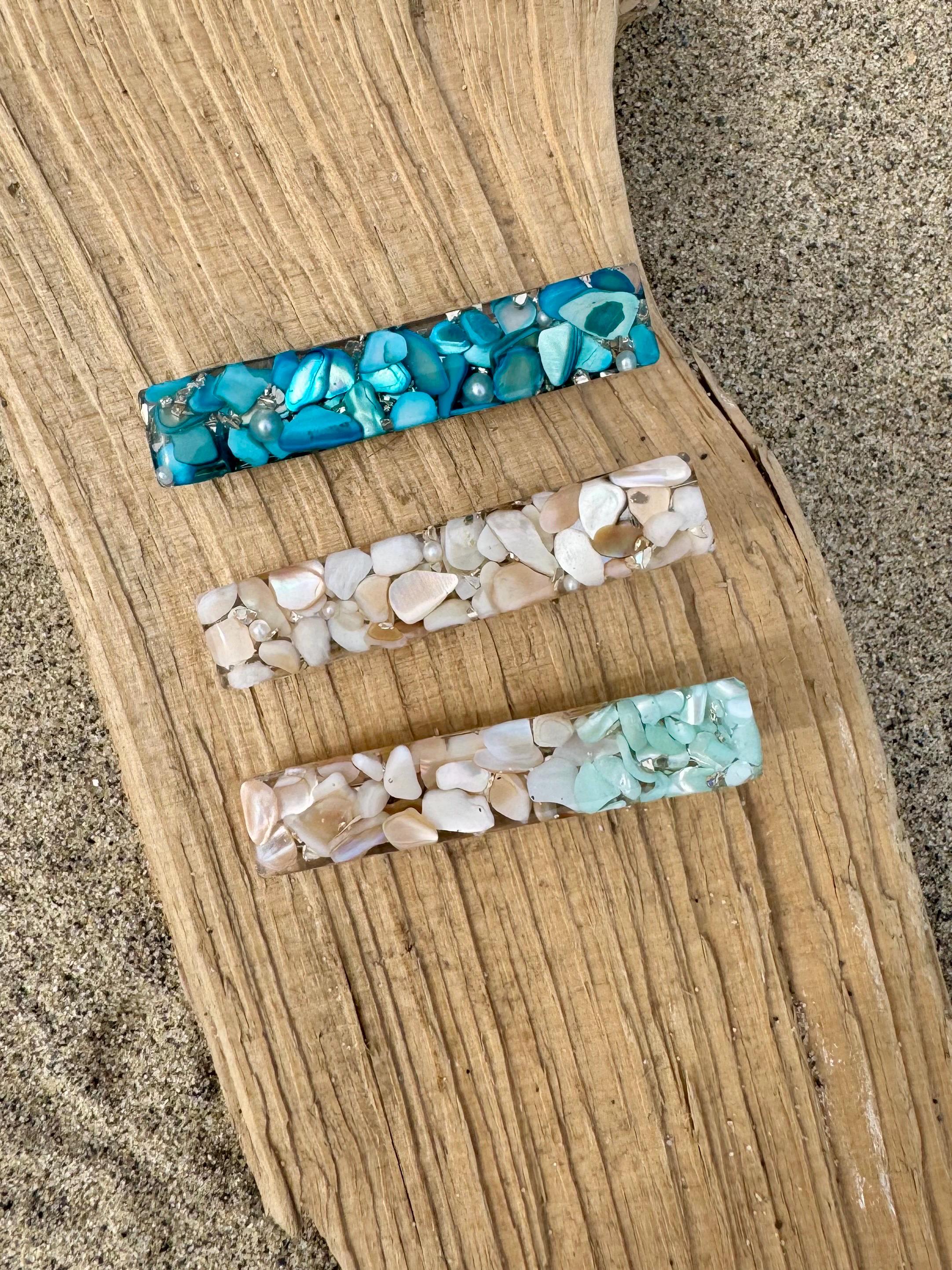 Seashell Hair Clips: Resin Coastal Bohemian Hair Barrettes, Set of 3