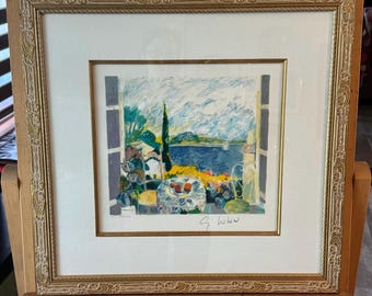 LITHOGRAPH, "Balcon En Ete”: Gerard Vieillevie French, 1939-1993. A view from a balcony in the summer. Signed