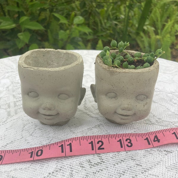 1.75” Concrete Baby Doll Head Planter