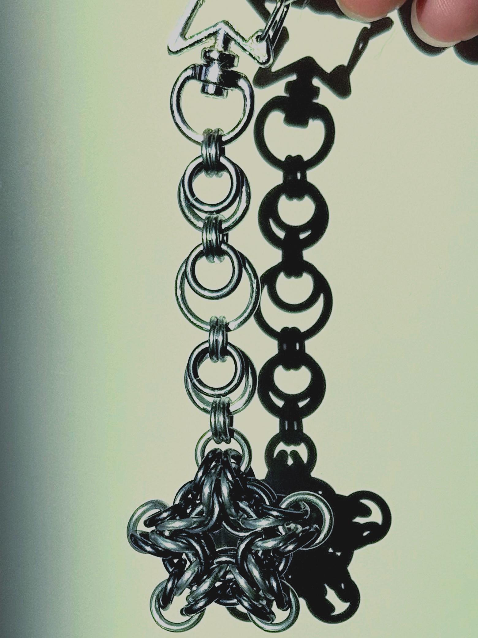 Chainmail Moon & Star Keychain Fidget: Anodized Aluminum Bag Charm - Etsy