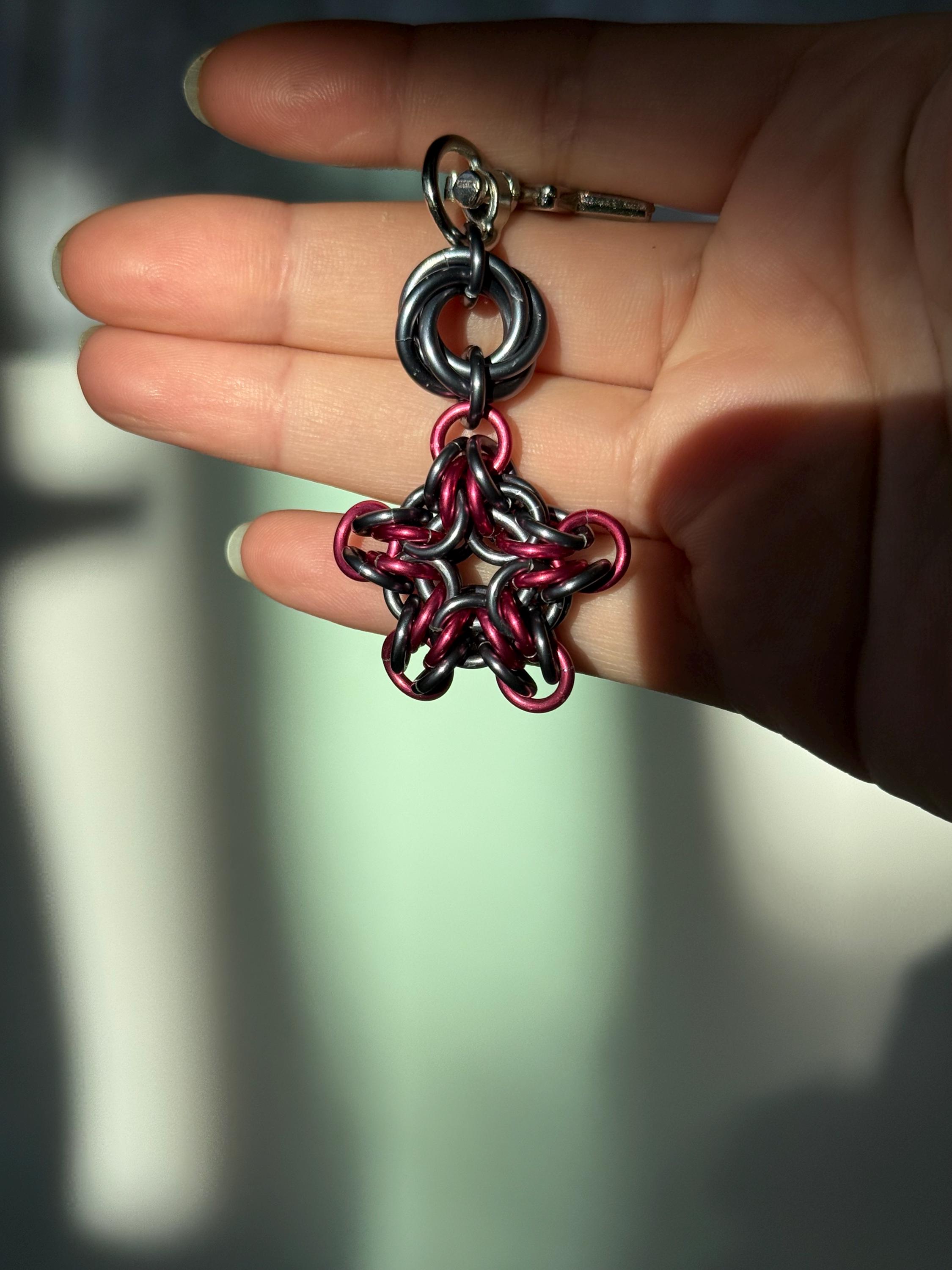 Chainmail Moon & Star Keychain Fidget: Anodized Aluminum Bag Charm - Etsy