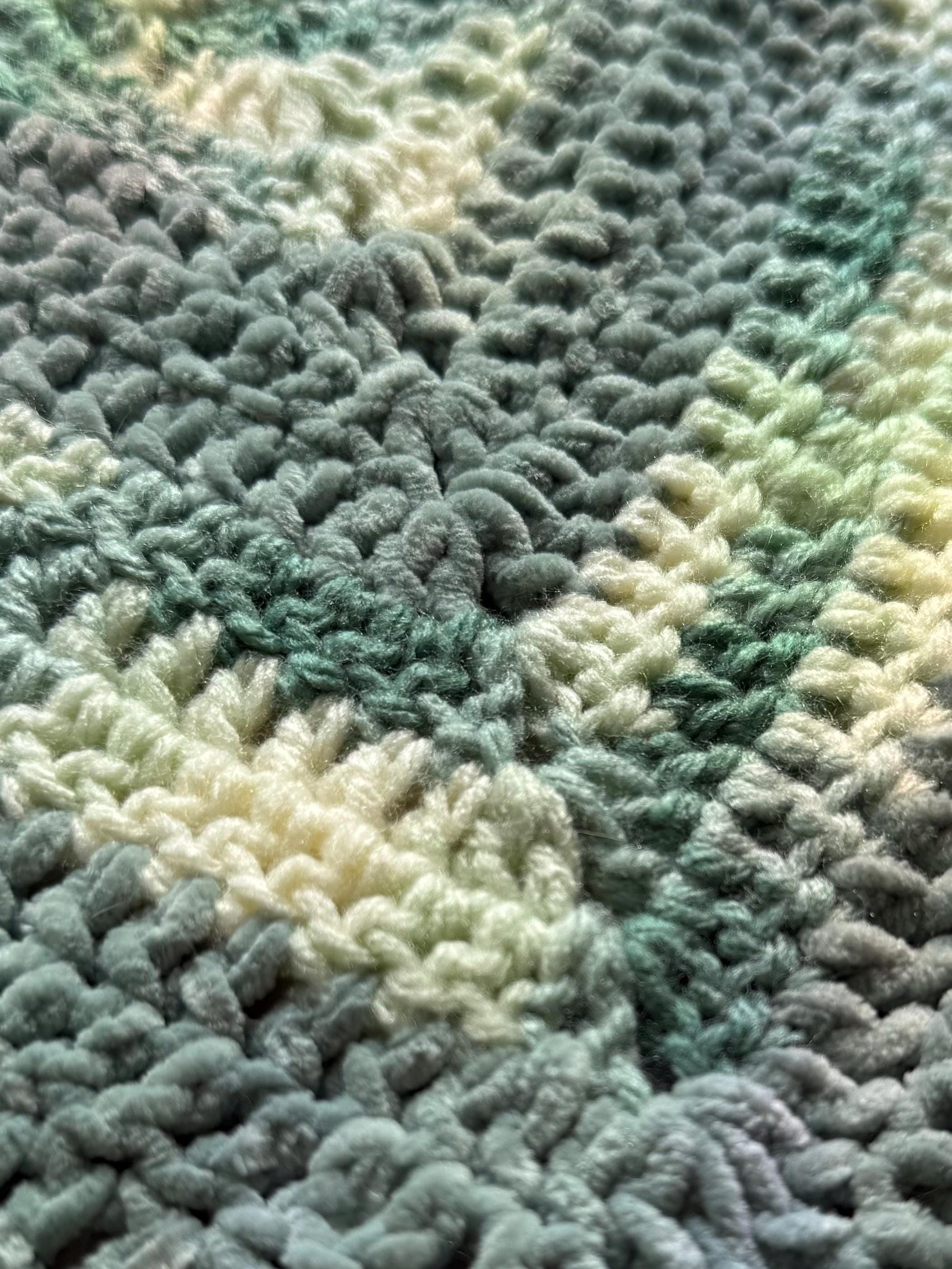 Pastel Mint Blue Green Crochet Bandana, Large Triangle Hair 