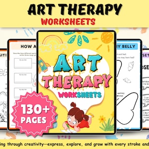 130 hojas de trabajo de arteterapia / Arteterapia para adultos / Herramientas terapéuticas / TCC/TDC / Alivio de la ansiedad / Alivio del estrés / Cuaderno de terapia