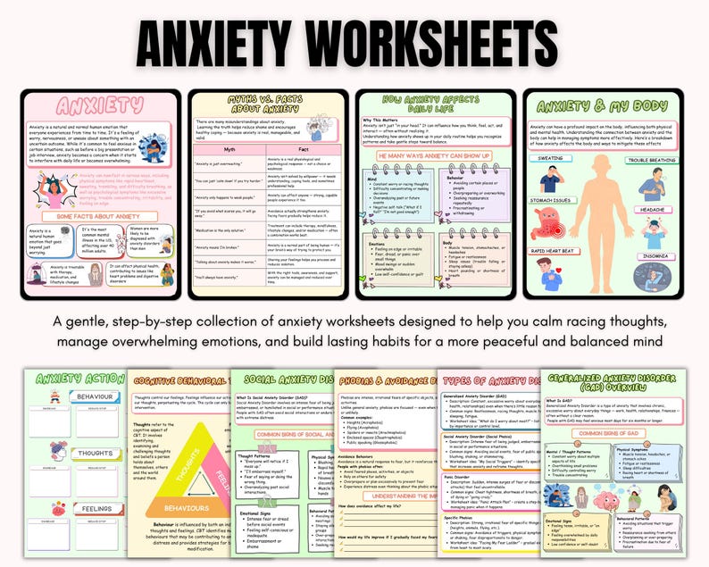 CBT Therapy Toolkit Bundle | CBT Worksheets | Anxiety Workbook ...